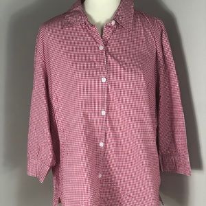 18W Style&Co Woman Red/White Check Button Up Top